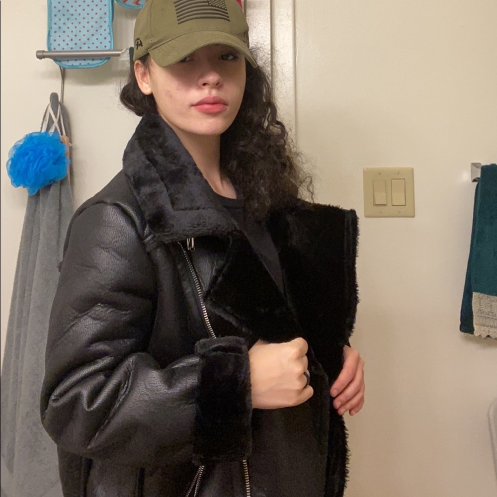 Oversized PU Aviator jacket